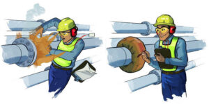 Ilustración del funcionamiento de los cubre bridas. Sutein